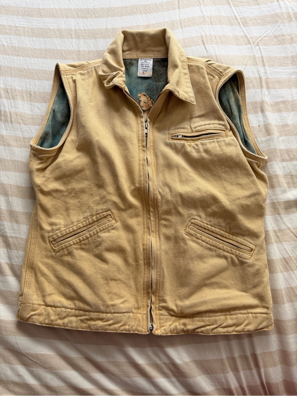 Canvas Zip-Front Vest in Mustard Yellow